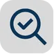 Ícone de lupa com marca de verificação indicando validação.